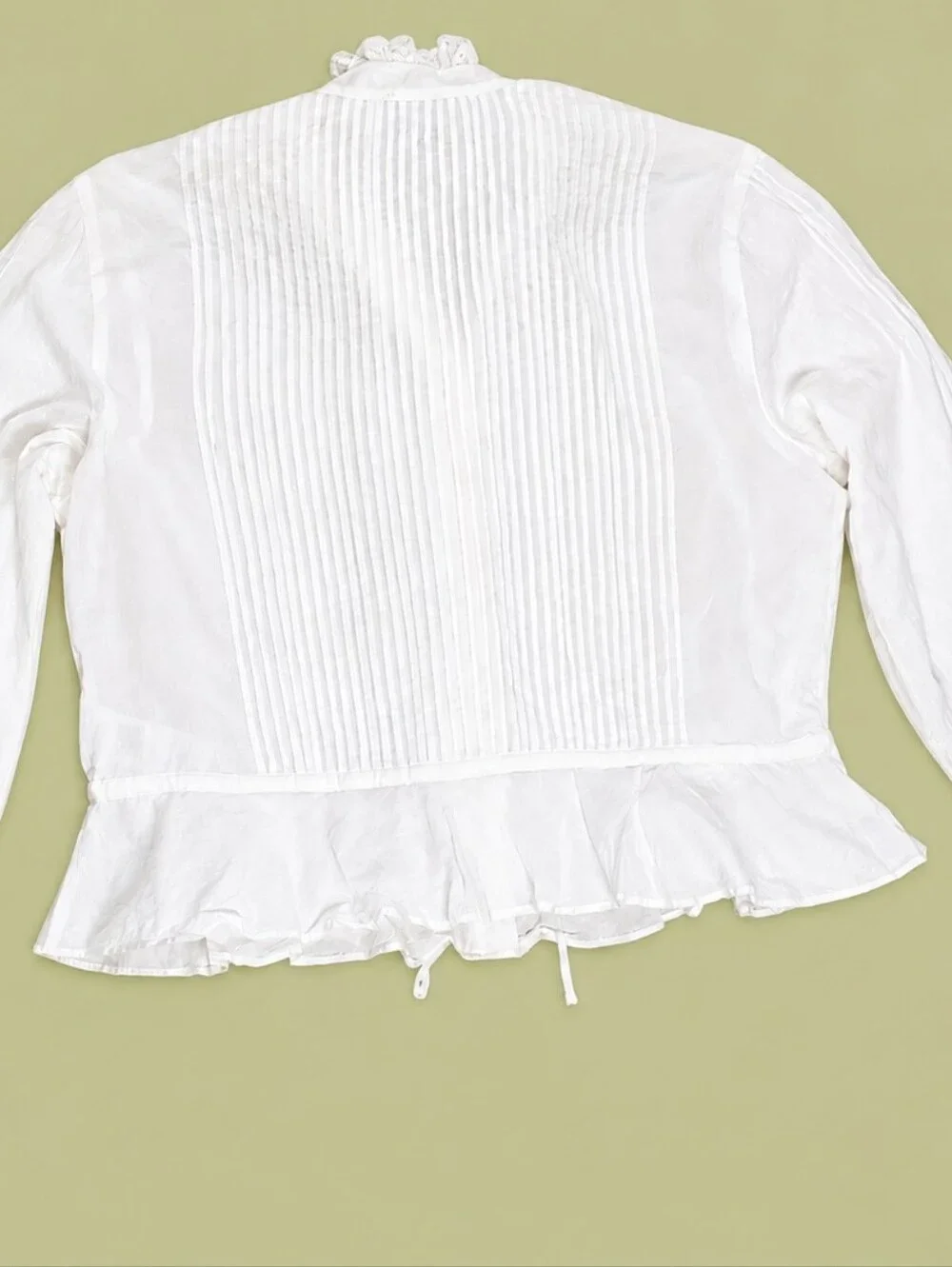 J.Crew Lace-Trim Cinched-Waist Cotton Voile Top White Size S